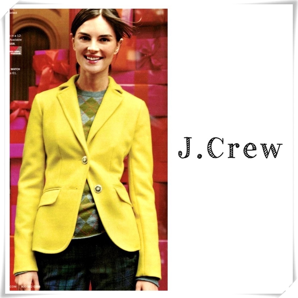 J.Crew Wool Single Front Blazer Jacket in Citron Yellow